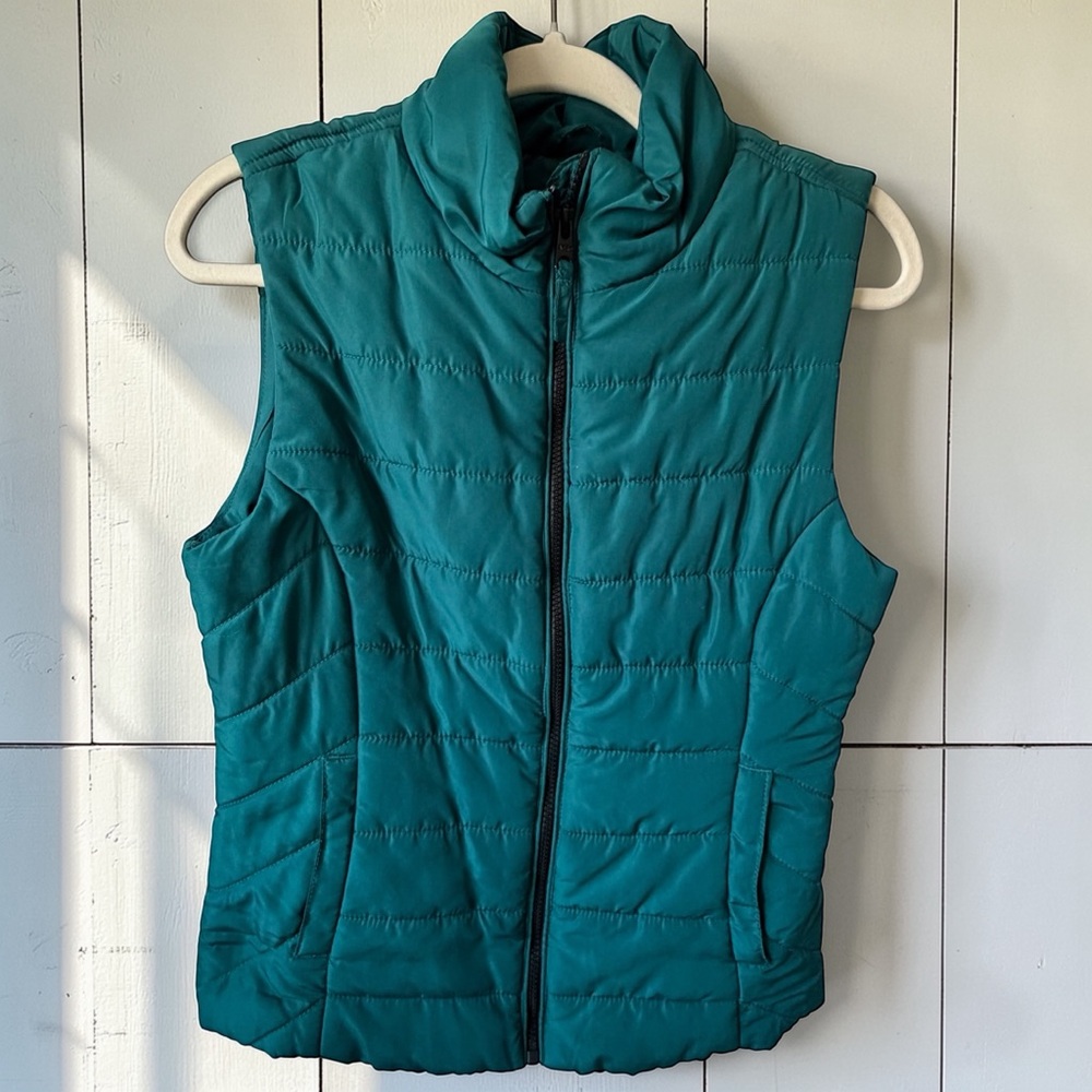 Aeropostale Quilted Puffer Vest Womens Medium Teal Lightweight Zip Up Jacket